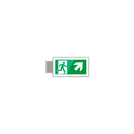 Targa PLexiglass bifacc. uscita di emergenza ds alto EN ISO 7010 E002