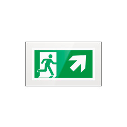 Targa PLexi monof. uscita di emergenza ds alto fiss. inv EN ISO 7010