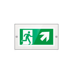 Targa PLexi monof. uscita emerg. ds alto fissaggio a vite EN ISO 7010