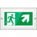 Targa PLexi monof. uscita emerg. ds alto fissaggio a vite EN ISO 7010