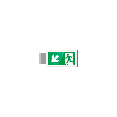 Targa PLexiglass bifacc. uscita emergenza sn basso EN ISO 7010 E001