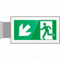Targa PLexiglass bifacc. uscita emergenza sn basso EN ISO 7010 E001