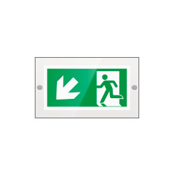 Targa PLexi monof. uscita emerg. sn basso fissaggio a vite EN ISO 7010