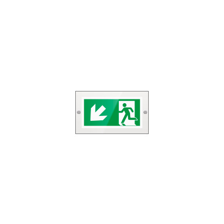 Targa PLexi monof. uscita emerg. sn basso fissaggio a vite EN ISO 7010