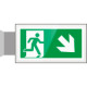 Targa PLexiglass bifacc. uscita emergenza ds basso EN ISO 7010 E002