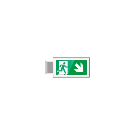 Targa PLexiglass bifacc. uscita emergenza ds basso EN ISO 7010 E002