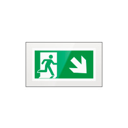 Targa PLexi monof. uscita emergenza ds basso fiss. inv EN ISO 7010