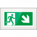 Targa PLexi monof. uscita emergenza ds basso fiss. inv EN ISO 7010