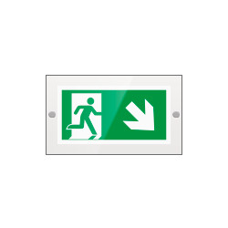 Targa PLexi monof. uscita emerg. ds basso fissaggio a vite EN ISO 7010