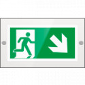 Targa PLexi monof. uscita emerg. ds basso fissaggio a vite EN ISO 7010