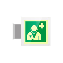 Targa Plexi bifacciale Personale medico EN ISO 7010 E009