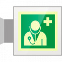 Targa Plexi bifacciale Personale medico EN ISO 7010 E009