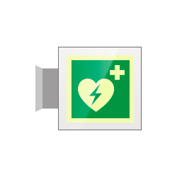 Targa Plexi bifacciale Defibrillatore EN ISO 7010 E010