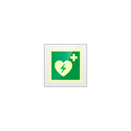 Targa Plexi monofacc. Defibrillatore fiss. invisib. EN ISO 7010 E010