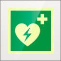 Targa Plexi monofacc. Defibrillatore fiss. invisib. EN ISO 7010 E010