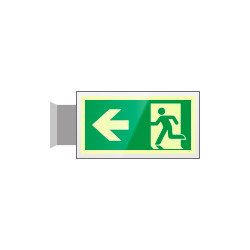 Targa PLexiglass bifacc. uscita di emergenza sn EN ISO 7010 E001