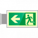 Targa PLexiglass bifacc. uscita di emergenza sn EN ISO 7010 E001