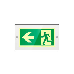 Targa PLexi mono uscita emergenza sn fissaggio a vite EN ISO 7010
