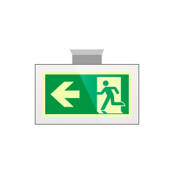 Targa PLexiglass sospesa uscita di emergenza sn EN ISO 7010 E001