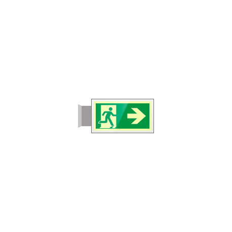 Targa PLexiglass bifacc. uscita di emergenza ds EN ISO 7010 E002