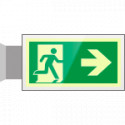 Targa PLexiglass bifacc. uscita di emergenza ds EN ISO 7010 E002