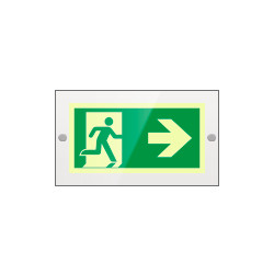 Targa PLexi mono uscita emergenza ds fissaggio a vite EN ISO 7010