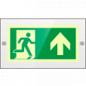 Targa PLexi mono uscita emerg. avanti fissaggio a vite EN ISO 7010