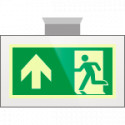 Targa PLexiglass sospesa uscita emergenza avanti EN ISO 7010 E002