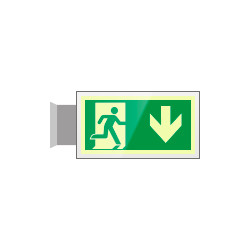 Targa PLexiglass bifac. Uscita emergenza indietro EN ISO 7010 E002