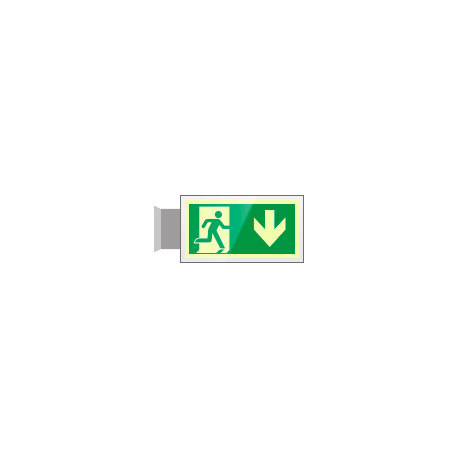 Targa PLexiglass bifac. Uscita emergenza indietro EN ISO 7010 E002