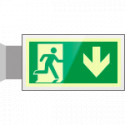Targa PLexiglass bifac. Uscita emergenza indietro EN ISO 7010 E002