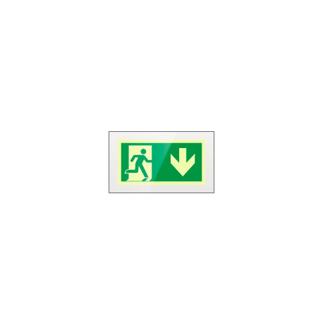 Targa PLexi monof. Uscita emergenza indietro fiss. inv EN ISO 7010