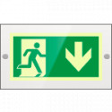 Targa PLexi mono usc. emerg. indietro fissaggio a vite EN ISO 7010