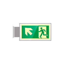 Targa PLexiglass bifac. uscita emergenza sn alto EN ISO 7010 E001