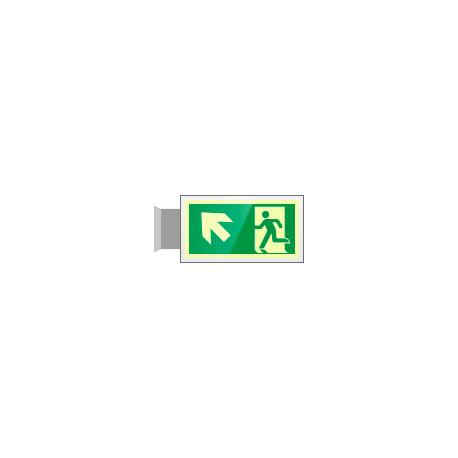 Targa PLexiglass bifac. uscita emergenza sn alto EN ISO 7010 E001