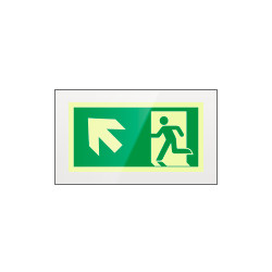 Targa PLexi monof. uscita emergenza sn alto fiss. inv EN ISO 7010