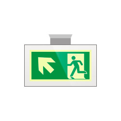 Targa PLexiglass sospesa uscita emerg. sn alto EN ISO 7010 E001
