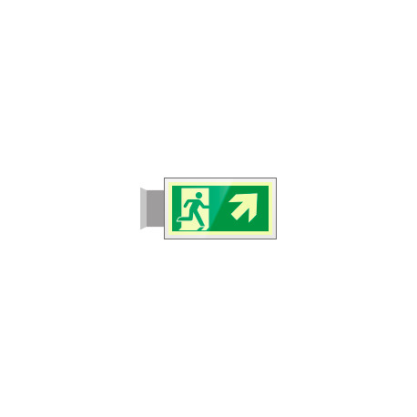 Targa PLexiglass bifac. uscita emergenza ds alto EN ISO 7010 E002