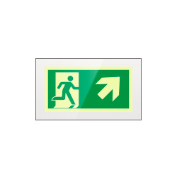 Targa PLexi monof. uscita emergenza ds alto fiss. inv EN ISO 7010