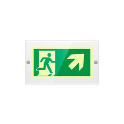 Targa PLexi mono usc. emerg. ds alto fissaggio a vite EN ISO 7010