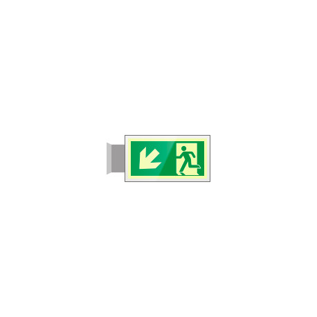 Targa PLexi bifacciale uscita emergenza sn basso EN ISO 7010 E001