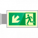 Targa PLexi bifacciale uscita emergenza sn basso EN ISO 7010 E001
