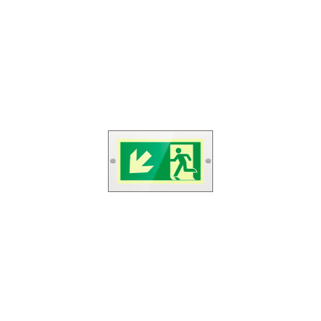 Targa PLexi mono usc. emerg. sn basso fissaggio a vite EN ISO 7010