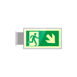 Targa PLexi monof. uscita emergenza ds basso fiss. inv EN ISO 7010