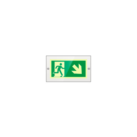 Targa PLexi mono usc. emerg. ds basso fissaggio a vite EN ISO 7010