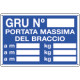 Cartello informazione Gru N. portata max per braccio