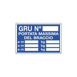 Cartello informazione Gru N. portata max per braccio