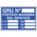 Cartello informazione Gru N. portata max per braccio