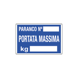 Cartello informazione Paranco N. portata massima