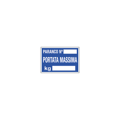 Cartello informazione Paranco N. portata massima